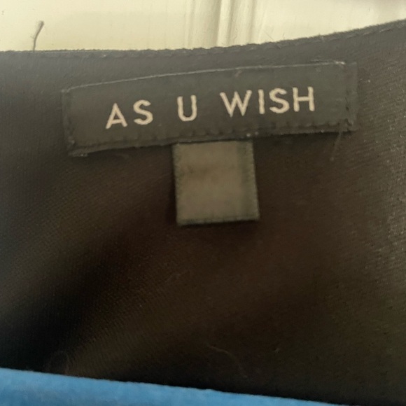 AS U Wish Size L black Embroidered Hem Pleated Front Lined Dress - Picture 5 of 11